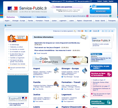 Service-public.fr, le site officiel de l’administration française, disponible en version mobile