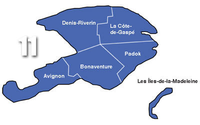 La Gaspésie–Îles-de-la-Madeleine est une région administrative du Québec, établie le 22 décembre 1987. Elle est composée de cinq municipalités régionales de comté dans la péninsule gaspésienne et de l'archipel des îles de la Madeleine. Source Wikipedia